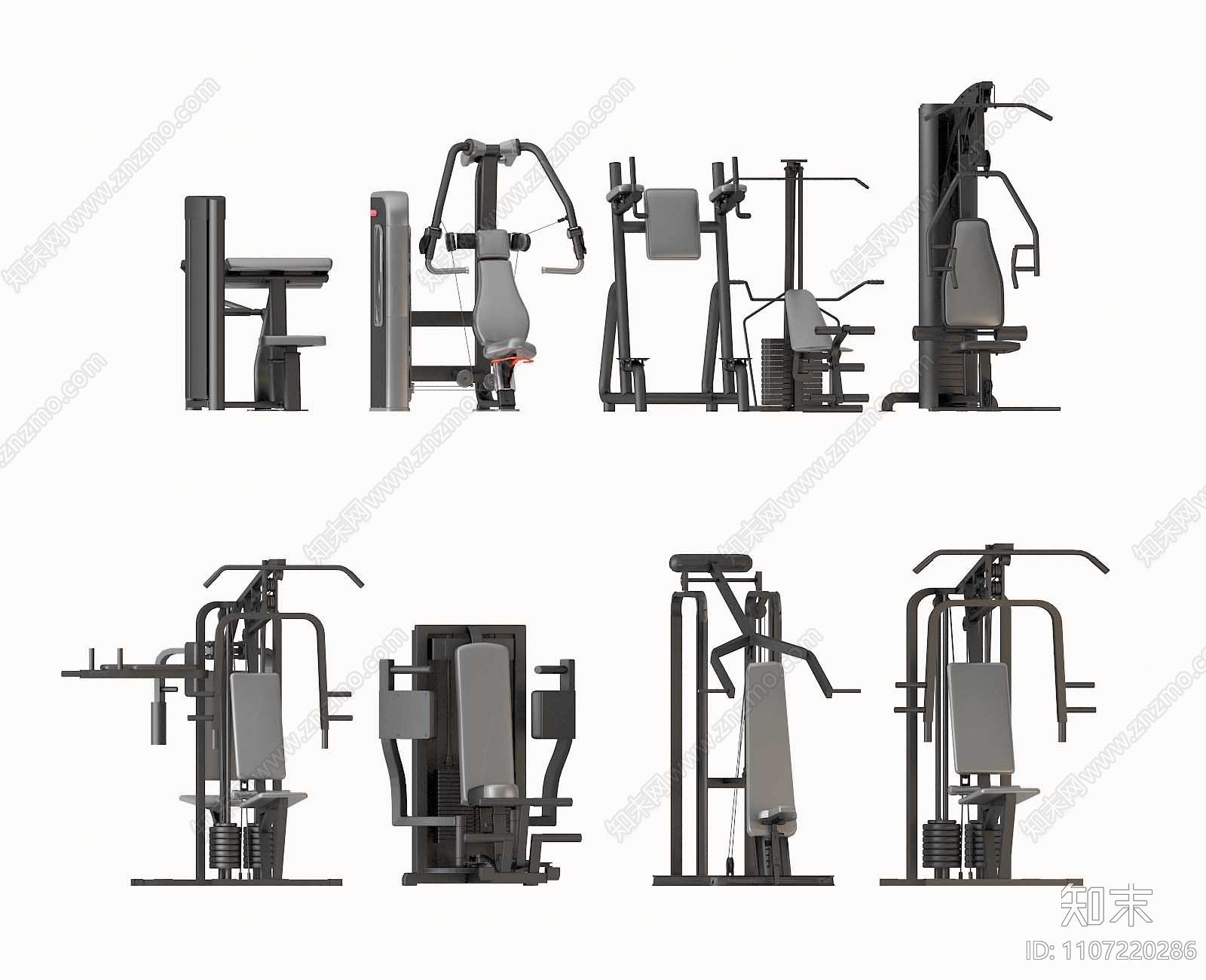 现代健身器材3D模型下载【ID:1107220286】