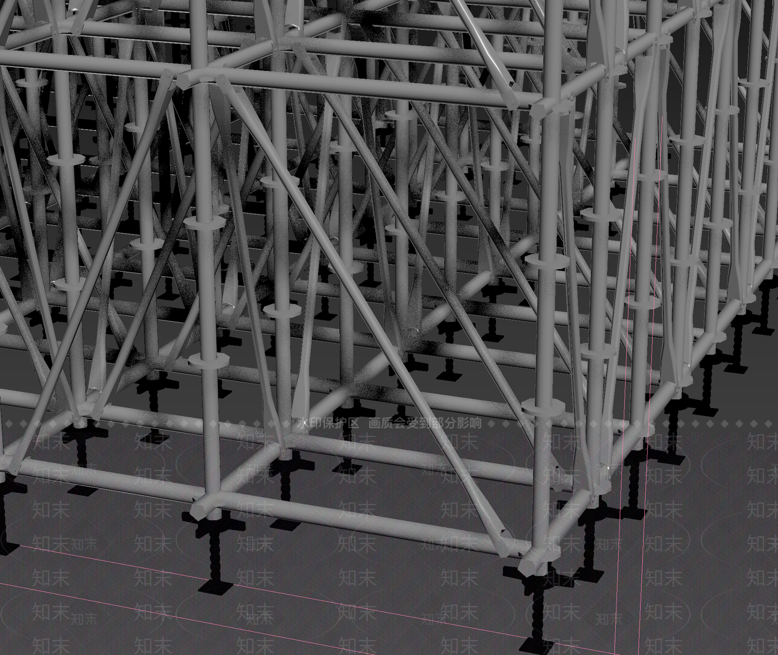 现代盘扣式脚手架3D模型下载【ID:1107221878】
