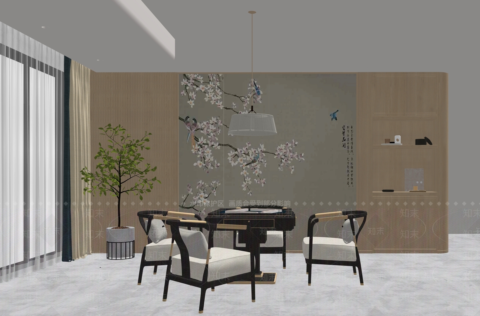 新中式棋牌室SU模型下载【ID:1107223751】