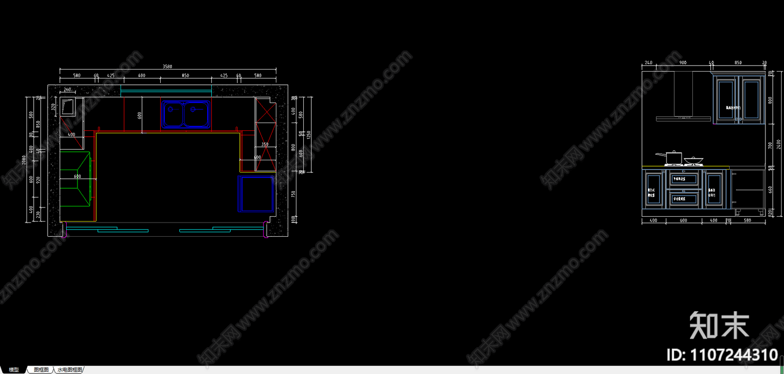 橱柜图纸施工图下载【ID:1107244310】