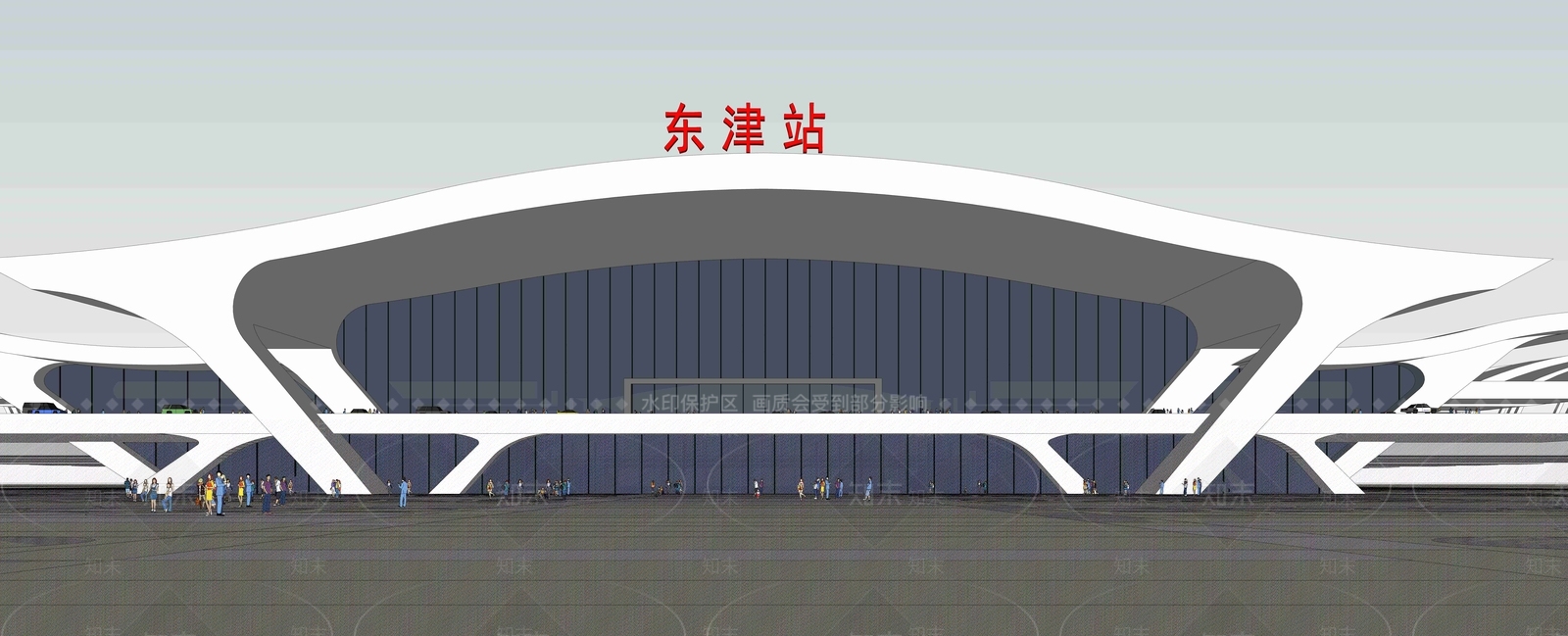 现代火车站SU模型下载【ID:1107246234】