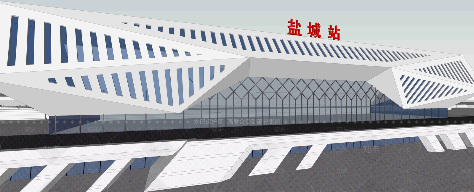 现代火车站SU模型下载【ID:1107246576】