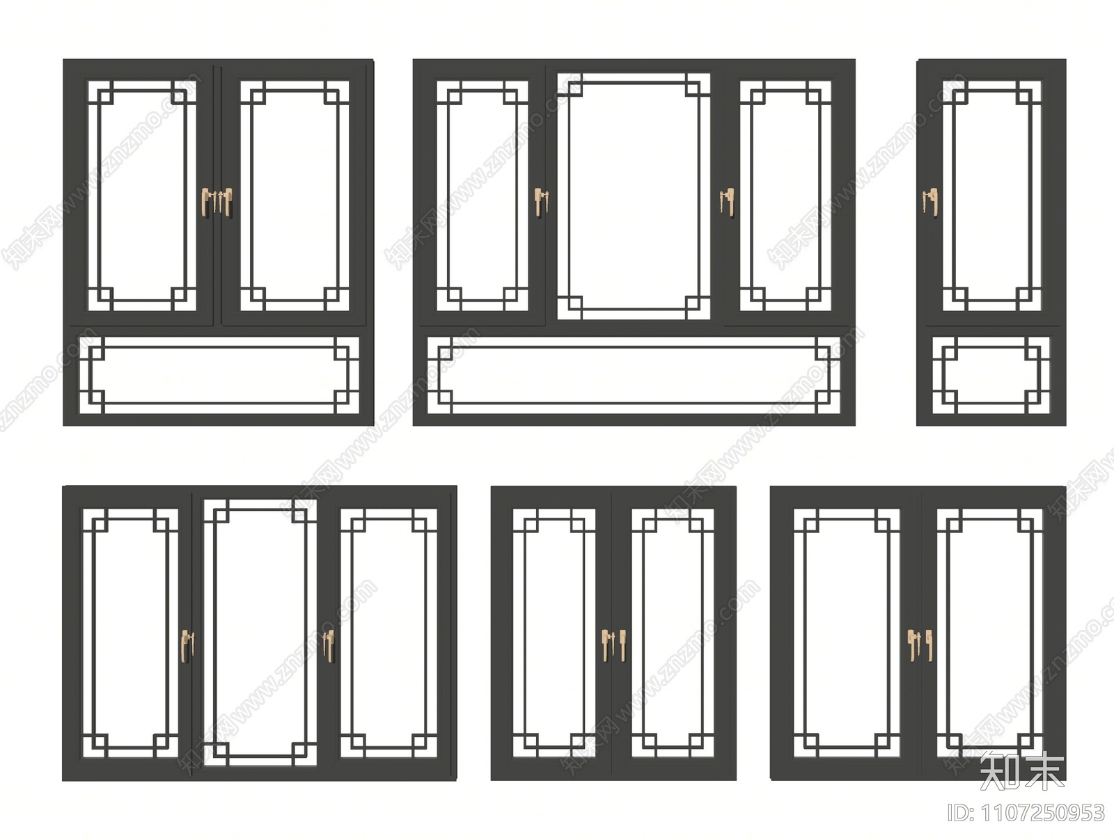 新中式窗户组合SU模型下载【ID:1107250953】