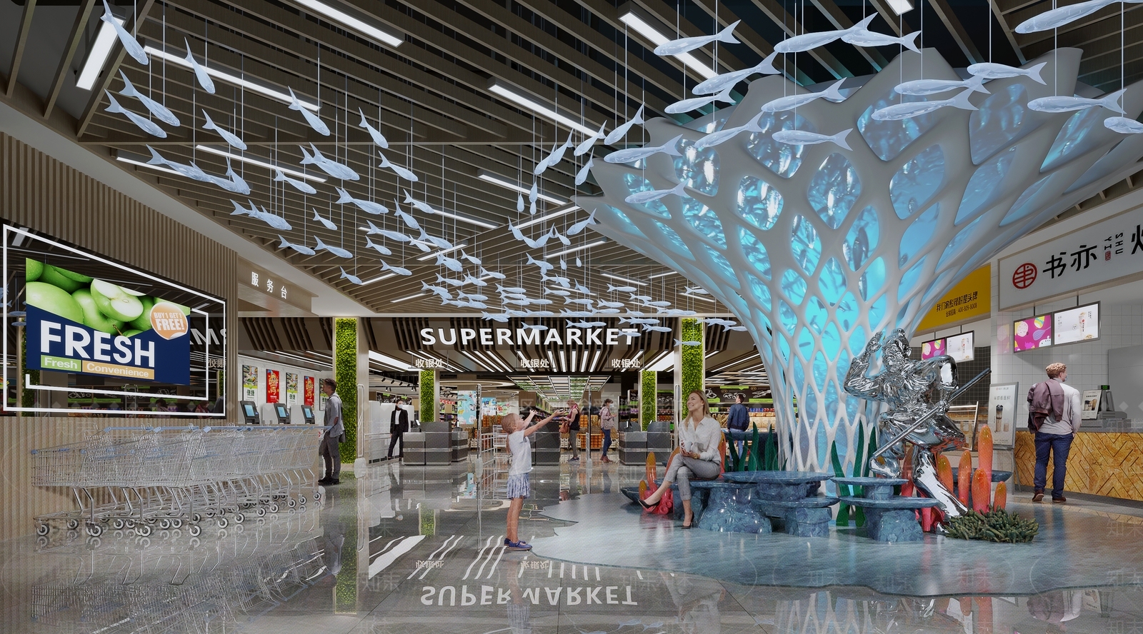 现代超市入口3D模型下载【ID:1107253946】