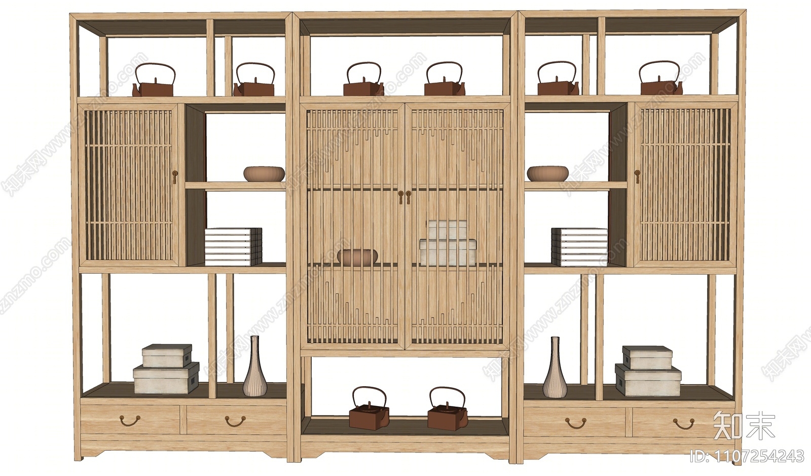 新中式博古架SU模型下载【ID:1107254243】
