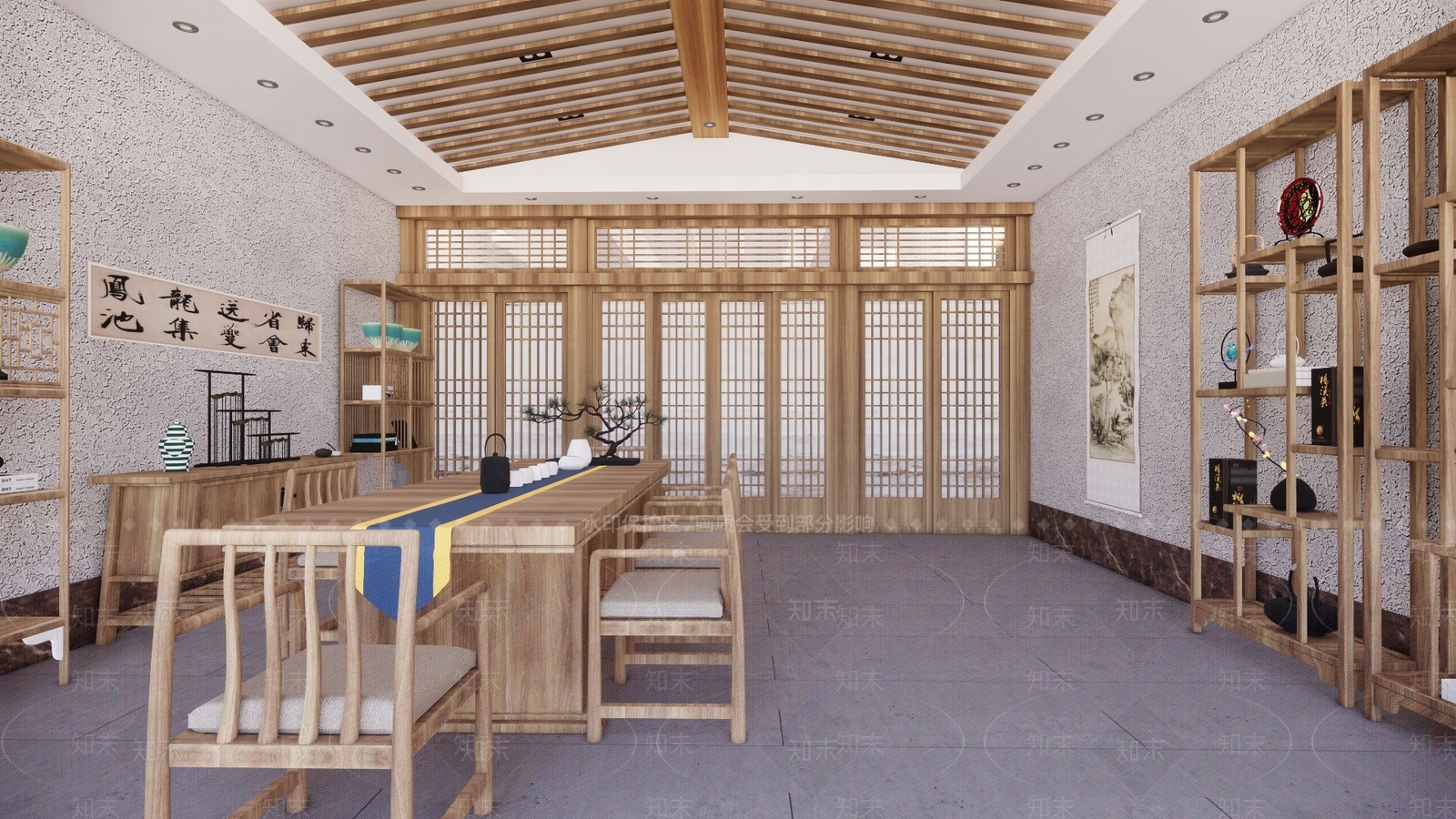 新中式茶叶店SU模型下载【ID:1107260217】