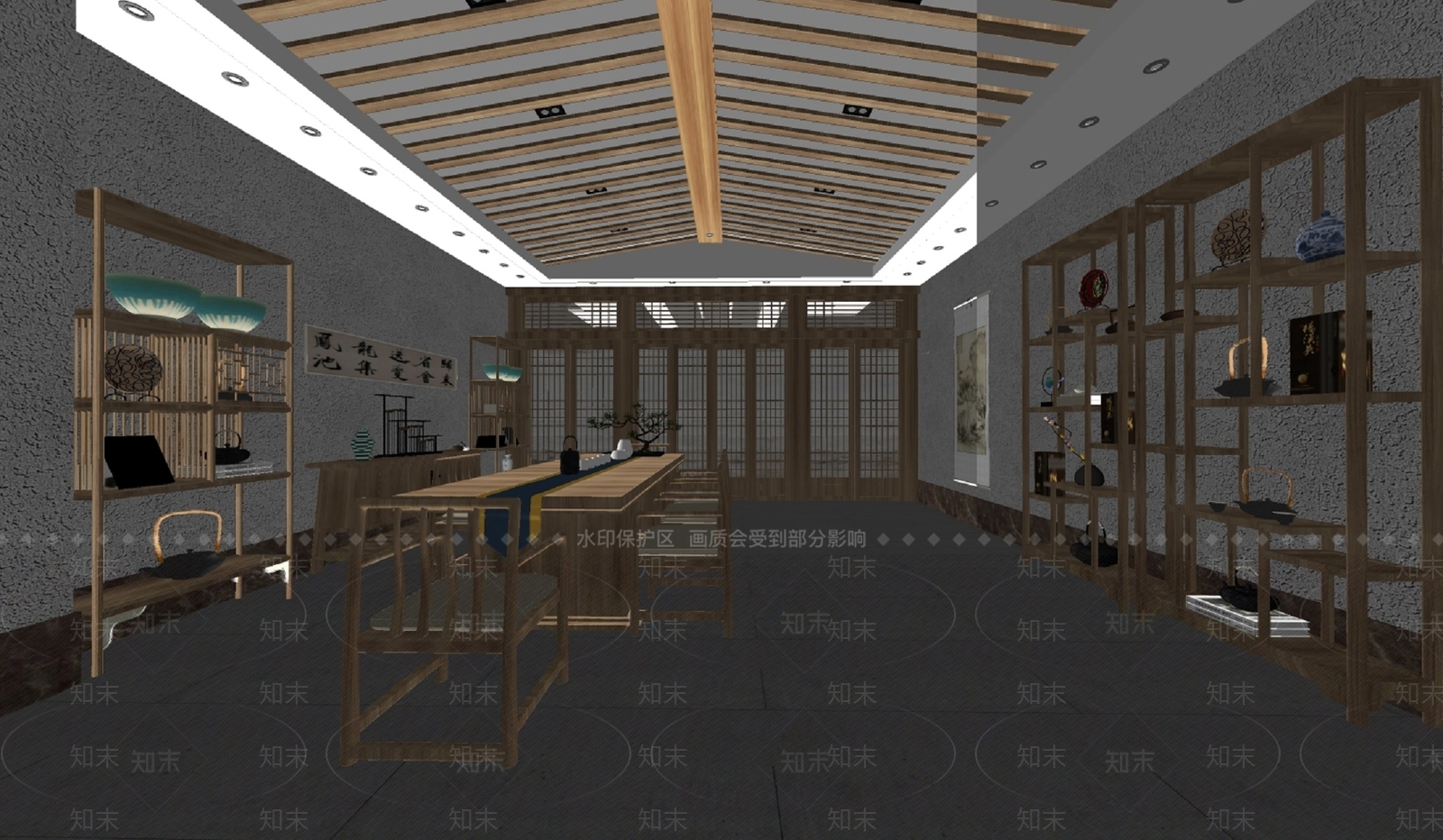 新中式茶叶店SU模型下载【ID:1107260217】