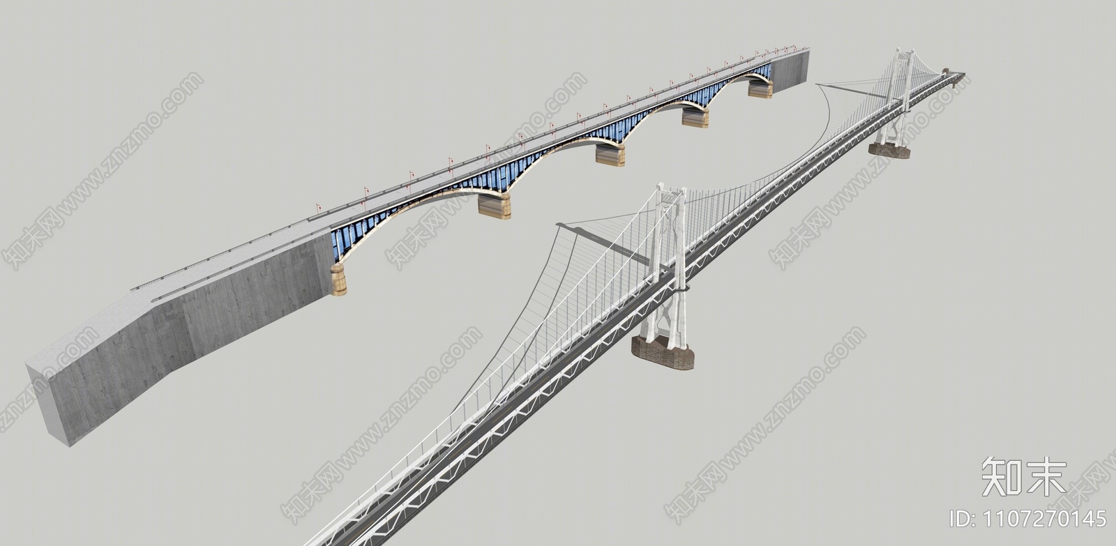 现代景观桥SU模型下载【ID:1107270145】