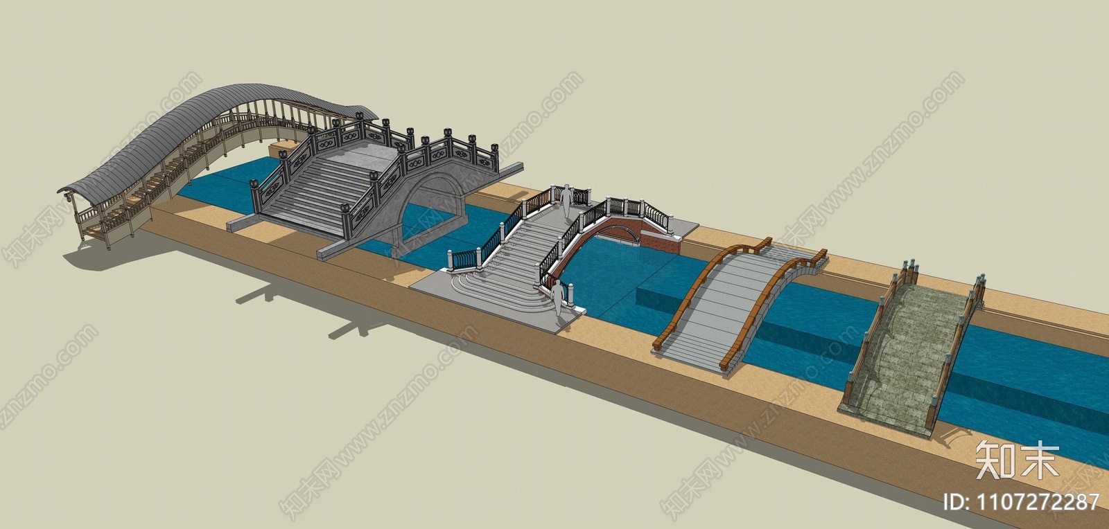中式景观桥SU模型下载【ID:1107272287】