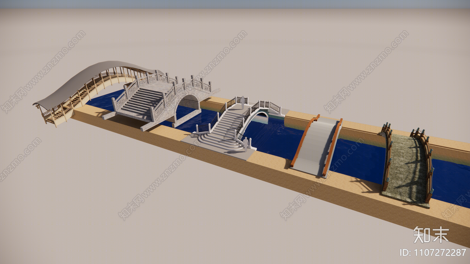 中式景观桥SU模型下载【ID:1107272287】