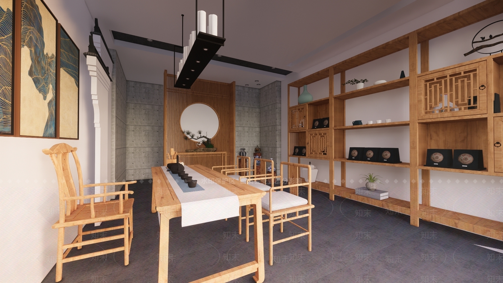 新中式茶叶店SU模型下载【ID:1107317680】