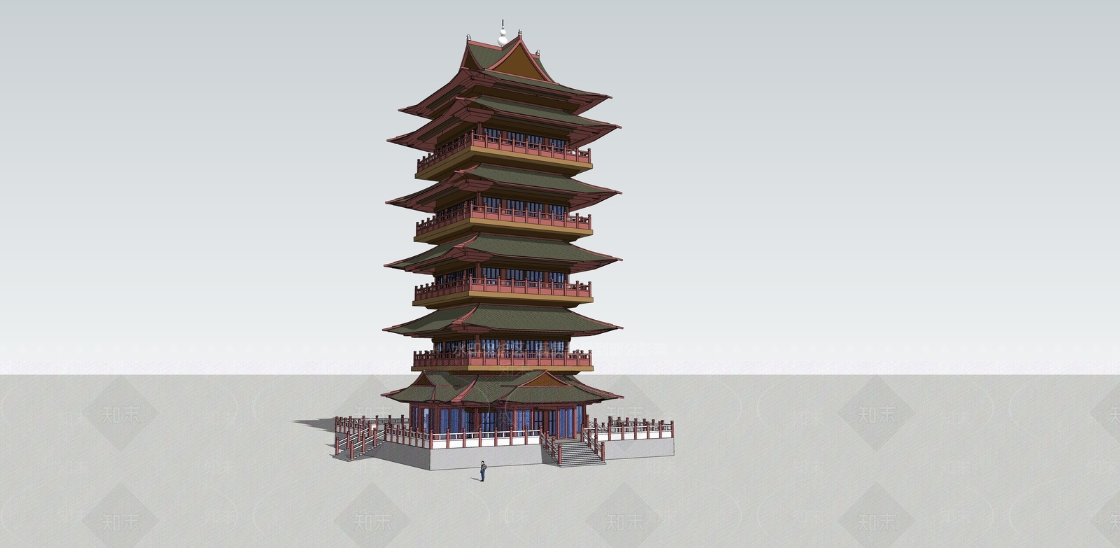 中式寺庙建筑SU模型下载【ID:1107277218】