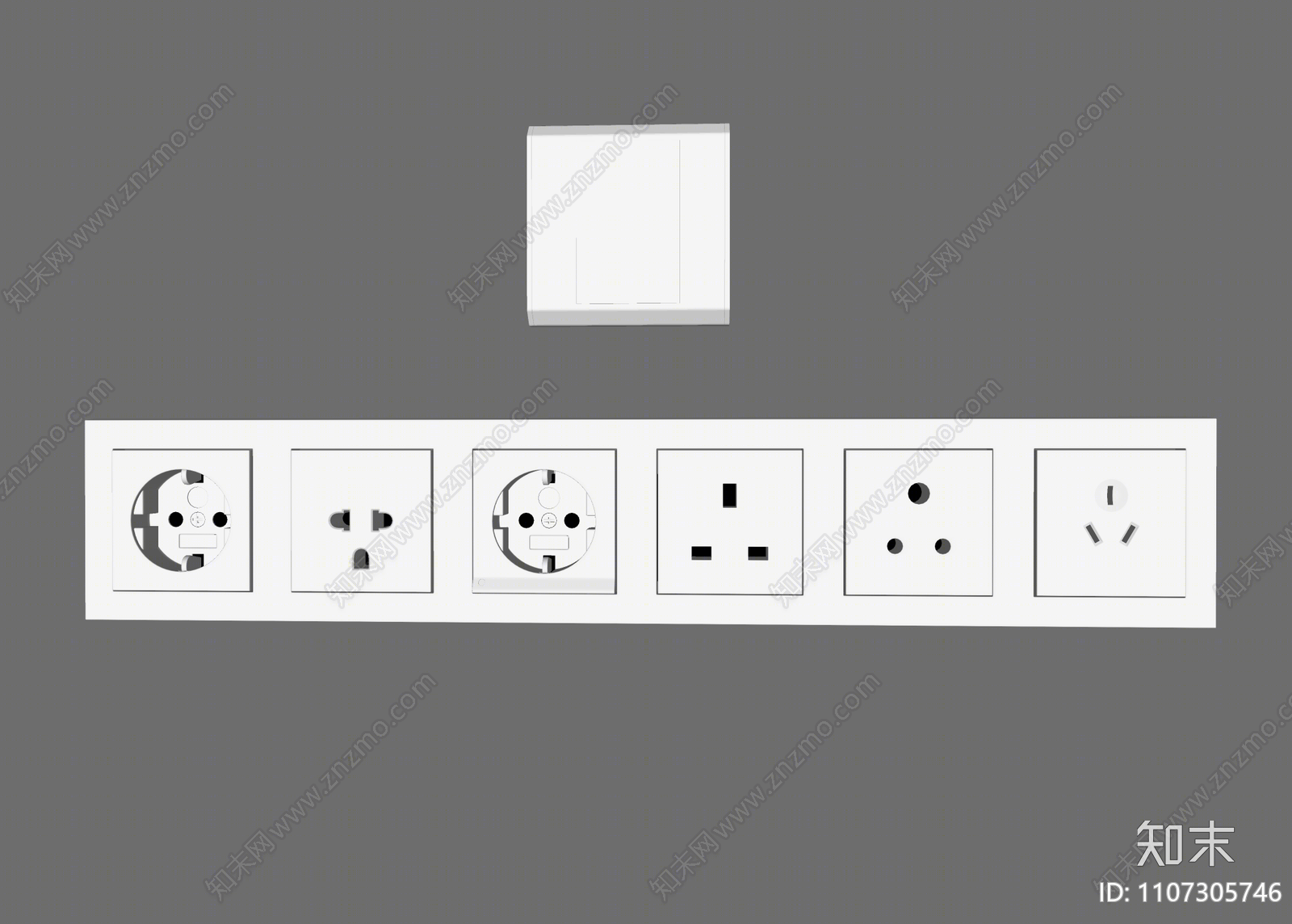现代开关插座组合SU模型下载【ID:1107305746】