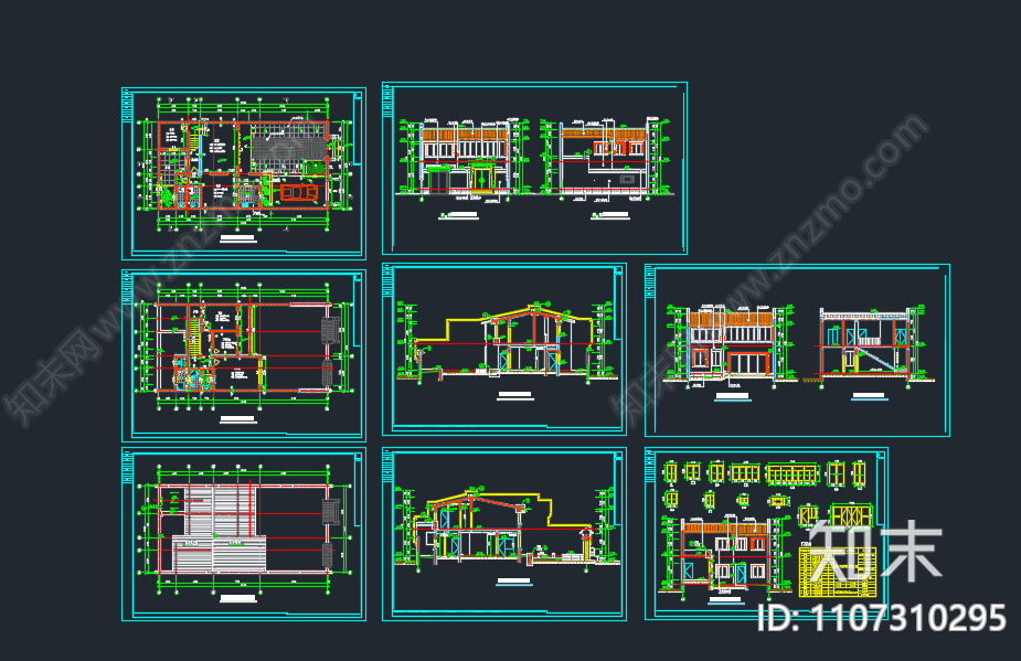 北方四合院建筑带效果图cad施工图下载【ID:1107310295】