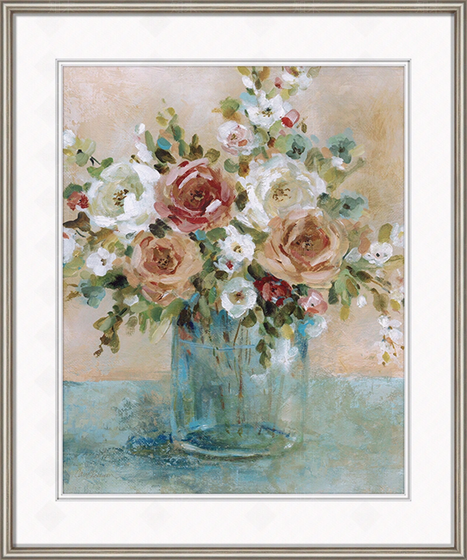 现代花水彩装饰画贴图下载【ID:1107311443】