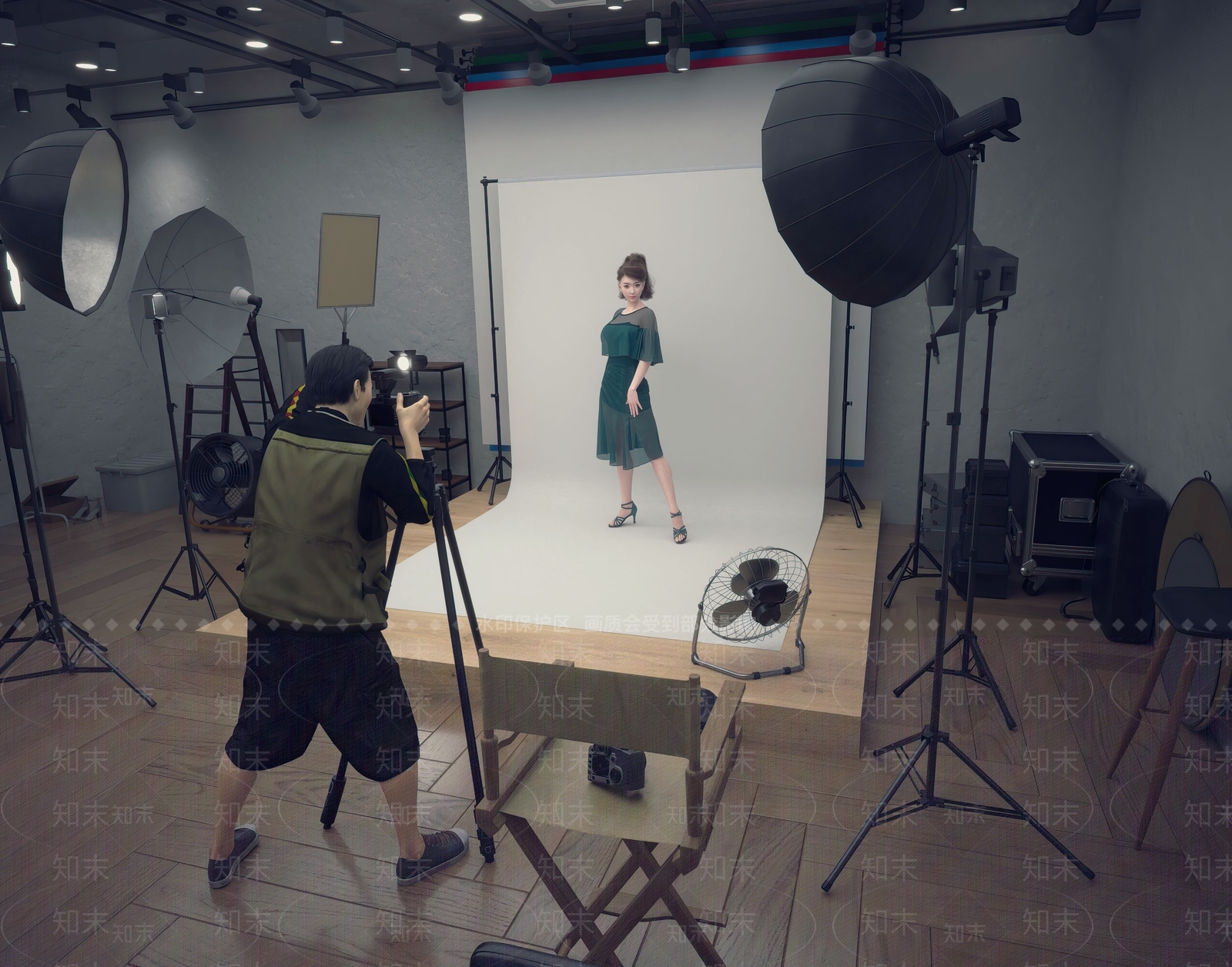 现代摄影棚3D模型下载【ID:1107314737】