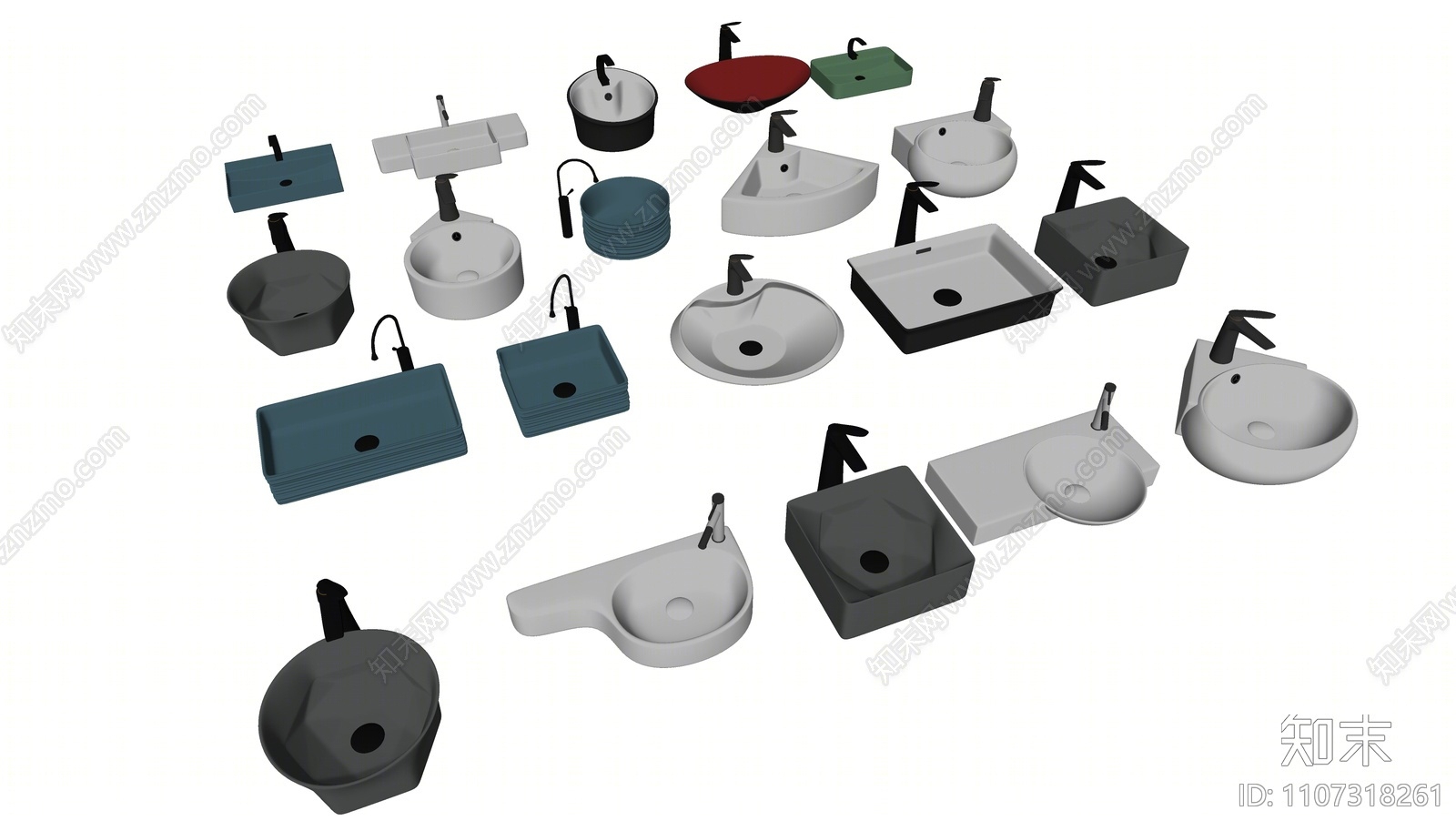现代洗面盆SU模型下载【ID:1107318261】