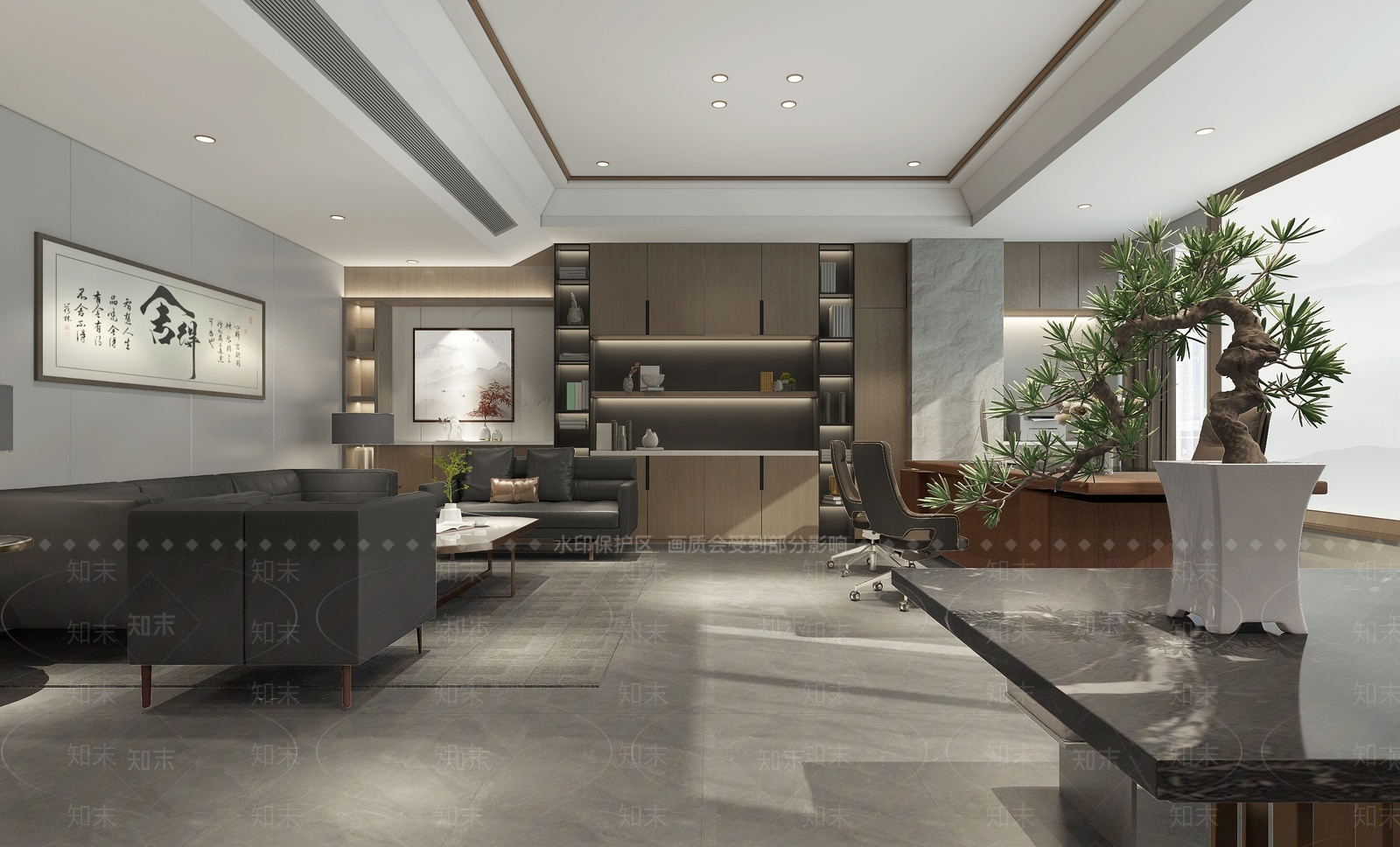 新中式经理办公室3D模型下载【ID:1107319365】_知末3d模型网