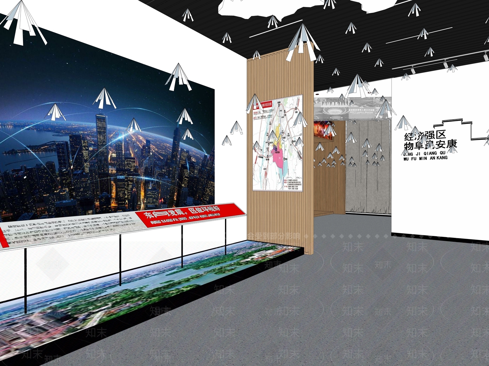 现代党建展厅SU模型下载【ID:1107326403】