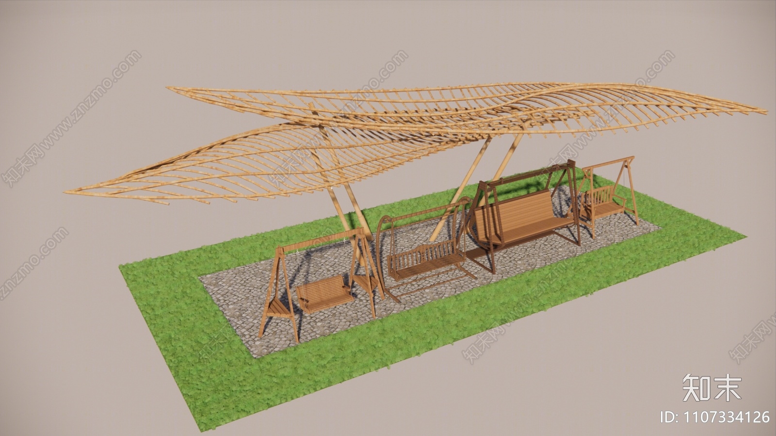 现代秋千SU模型下载【ID:1107334126】