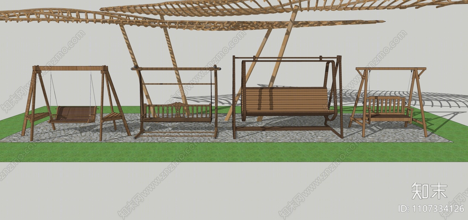 现代秋千SU模型下载【ID:1107334126】