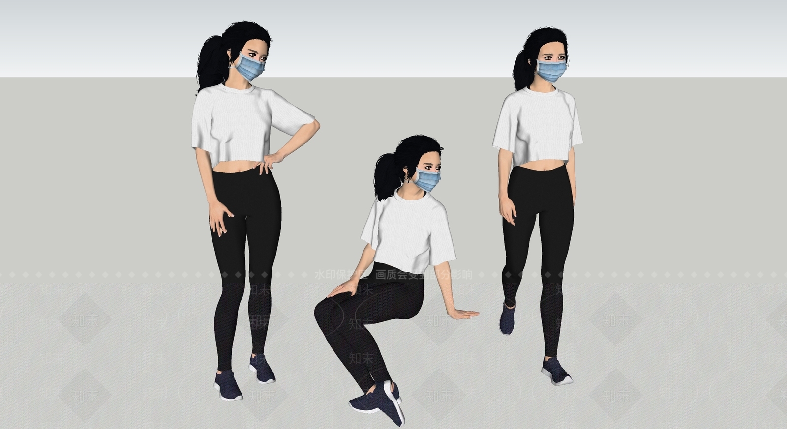 现代女人SU模型下载【ID:1107334211】