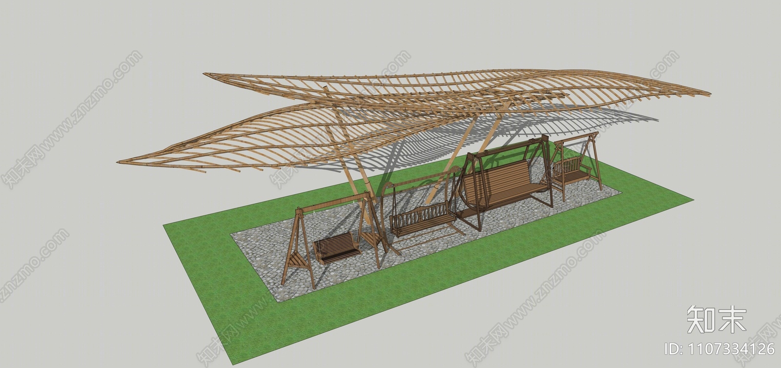 现代秋千SU模型下载【ID:1107334126】