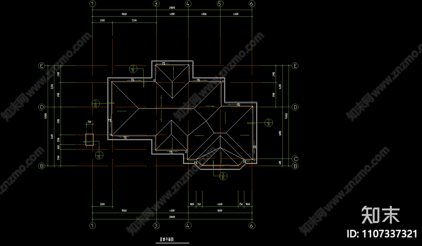 单体别墅建筑图cad施工图下载【ID:1107337321】