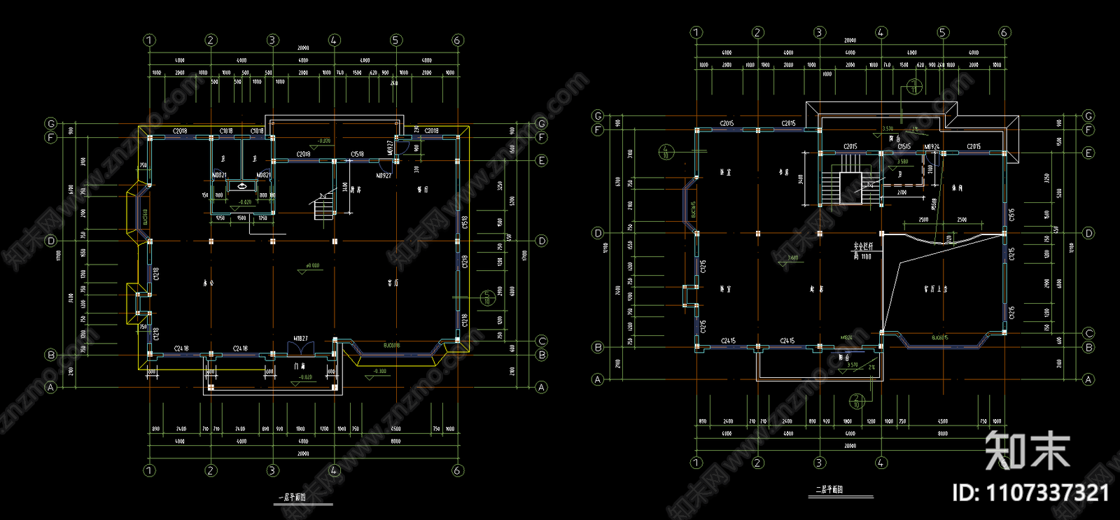 单体别墅建筑图cad施工图下载【ID:1107337321】