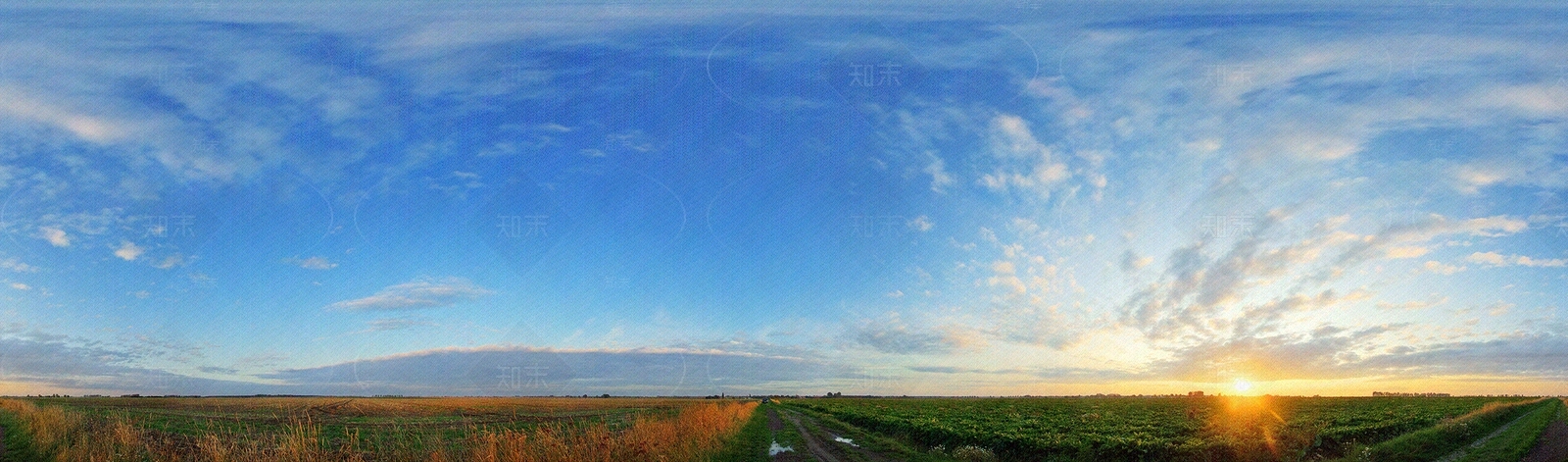 乡村黄昏天气穹顶全景外景图环境贴图贴图下载【ID:1107338973】