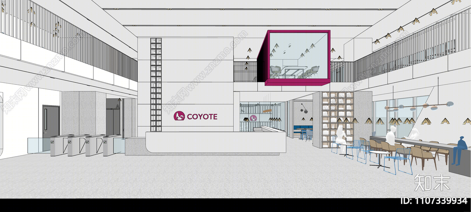 现代办公公司大堂SU模型下载【ID:1107339934】