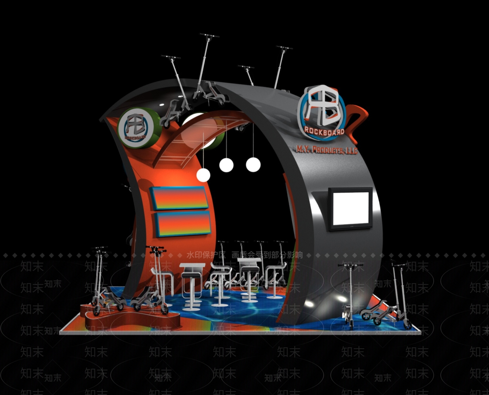 现代运动器材展厅3D模型下载【ID:1107347220】