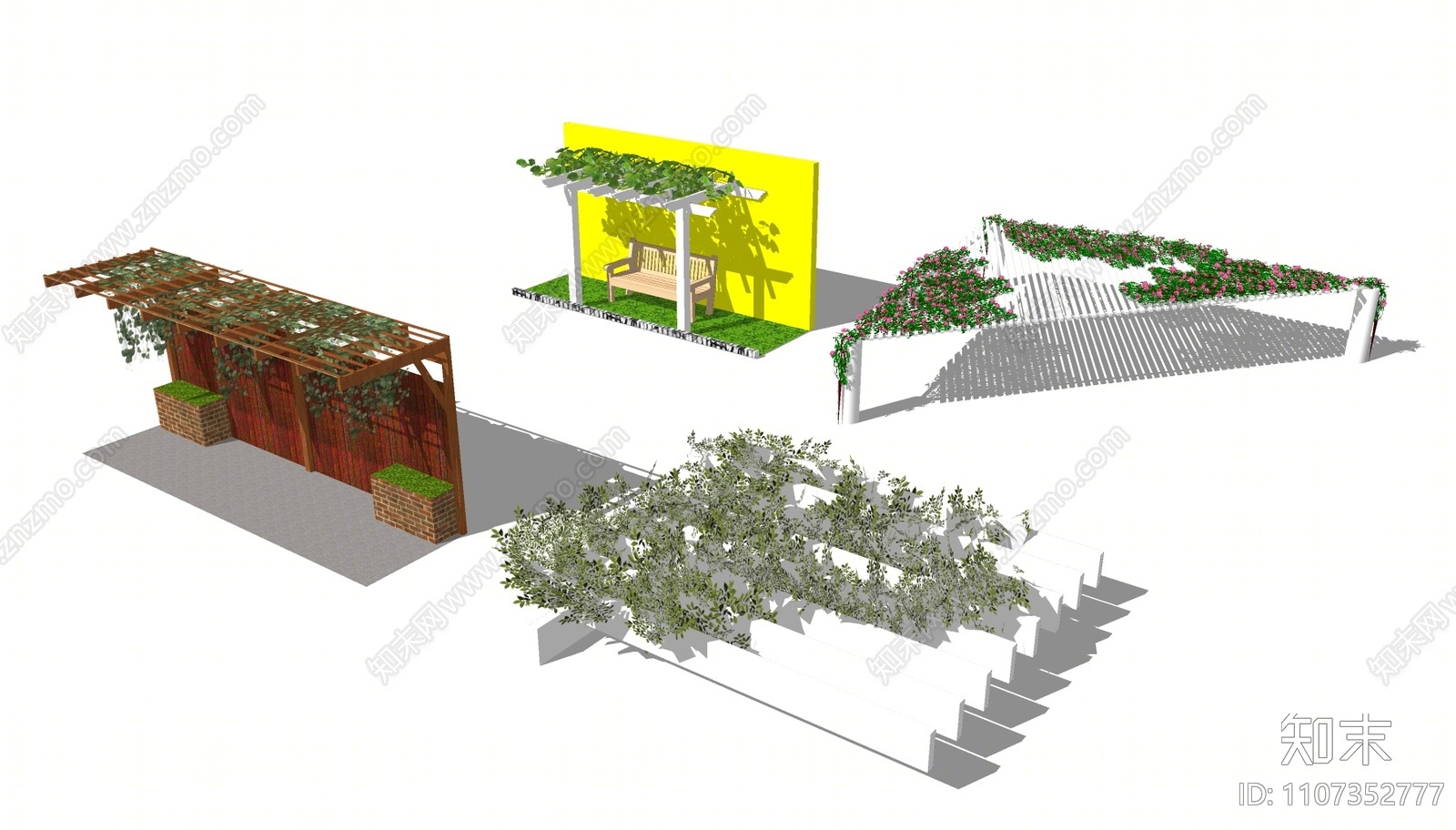 现代植物廊架SU模型下载【ID:1107352777】