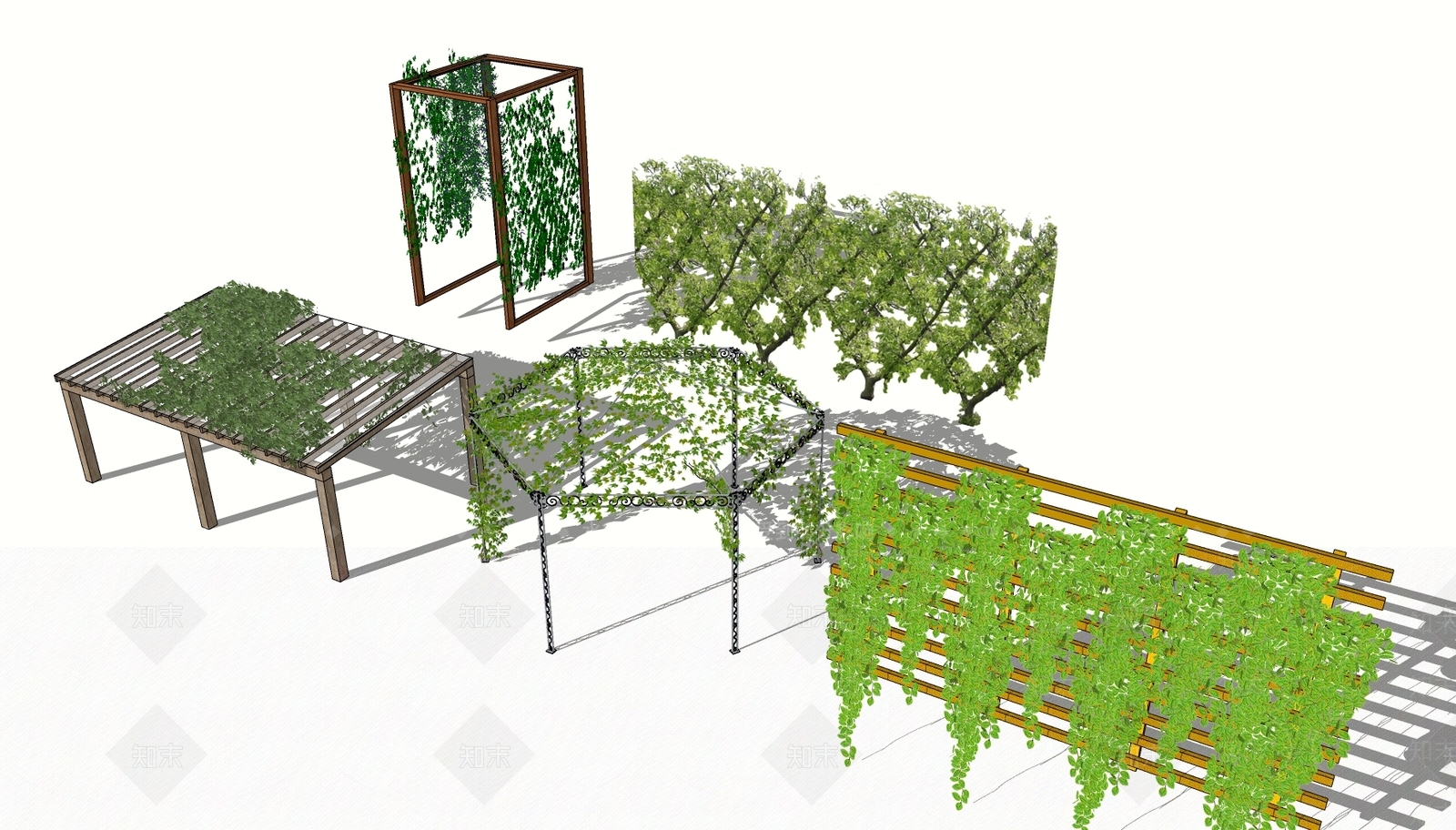 现代植物廊架SU模型下载【ID:1107355280】