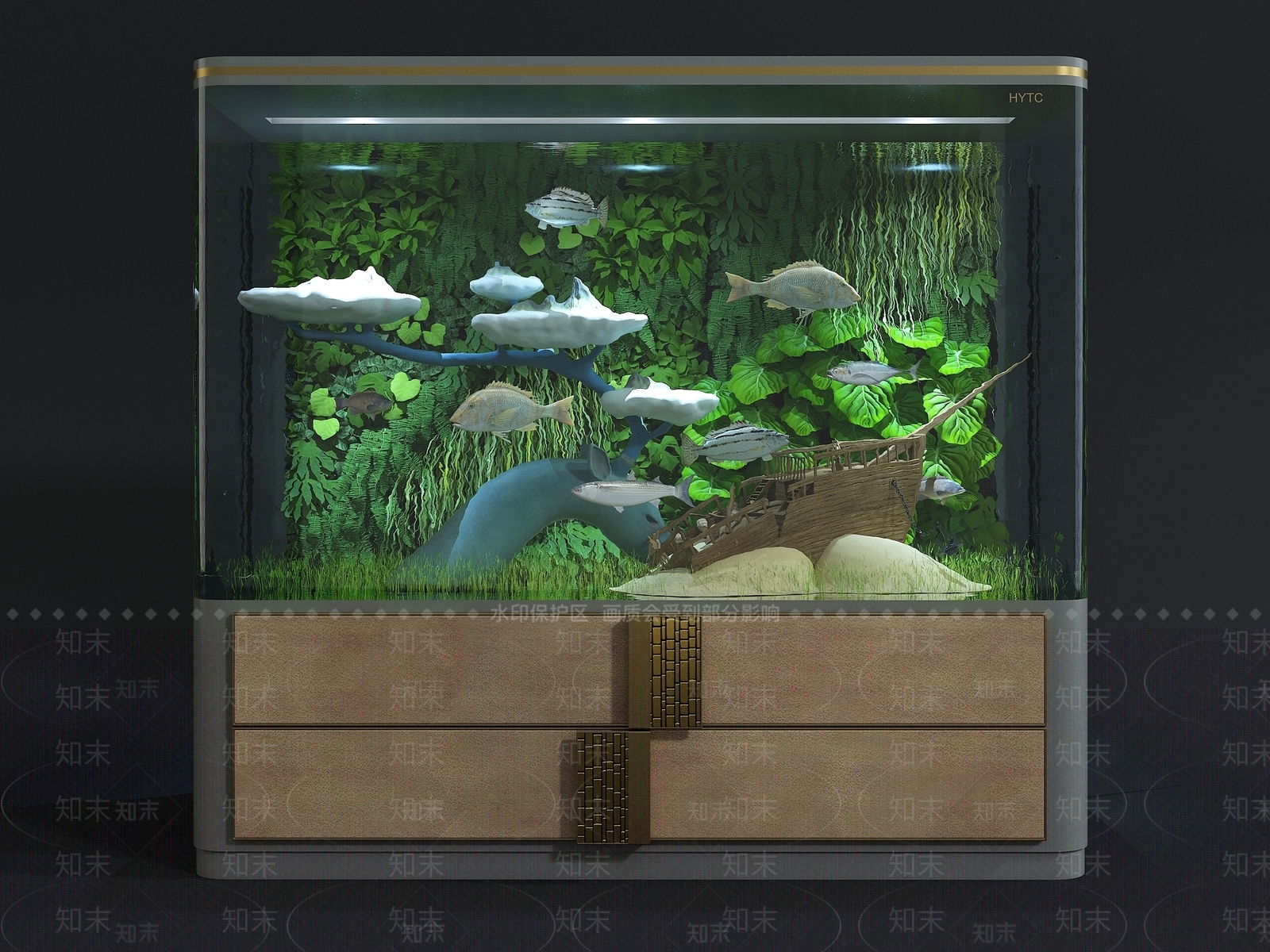 现代鱼缸水族3D模型下载【ID:1107362944】