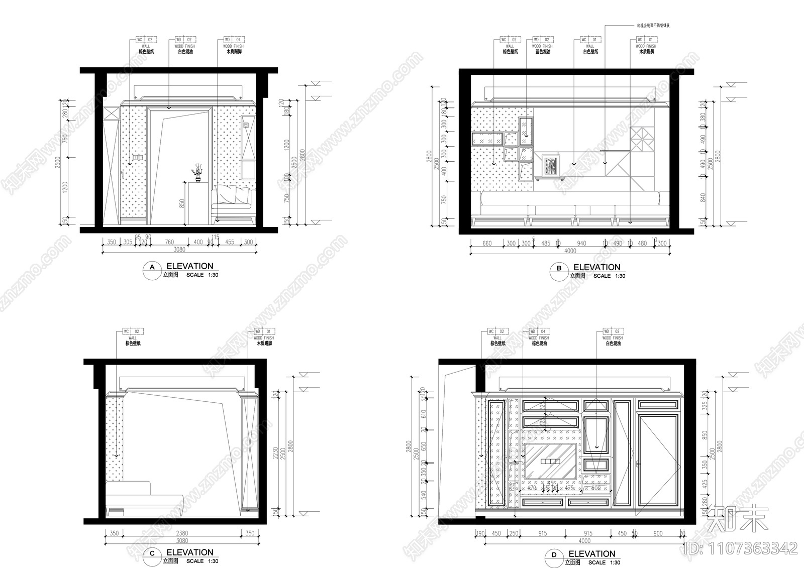 家装施工图cad施工图下载【ID:1107363342】