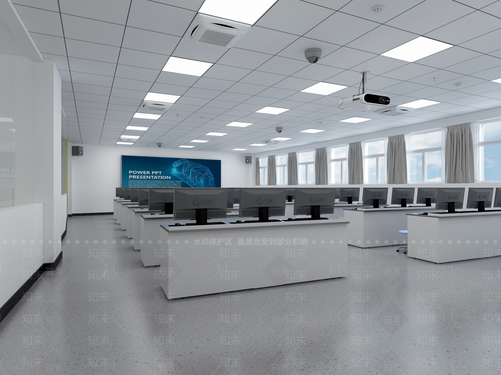 现代计算机教室3D模型下载【ID:1107366295】