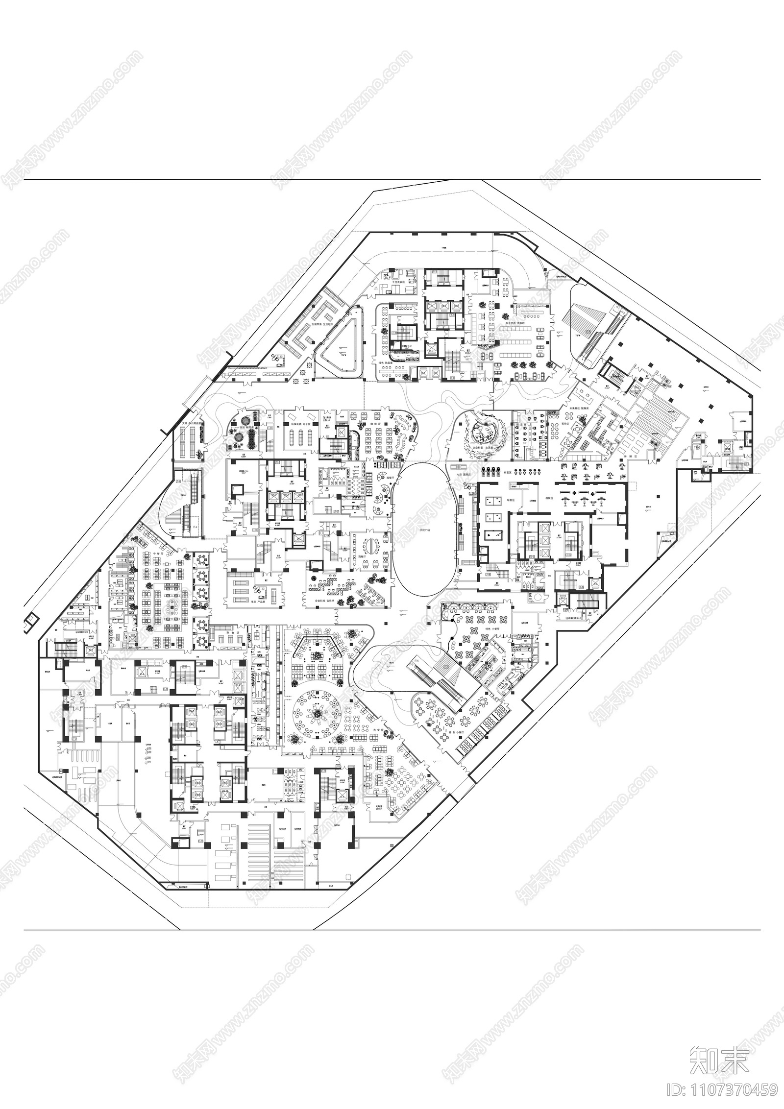 成大中心地下部分商业施工图cad施工图下载【ID:1107370459】