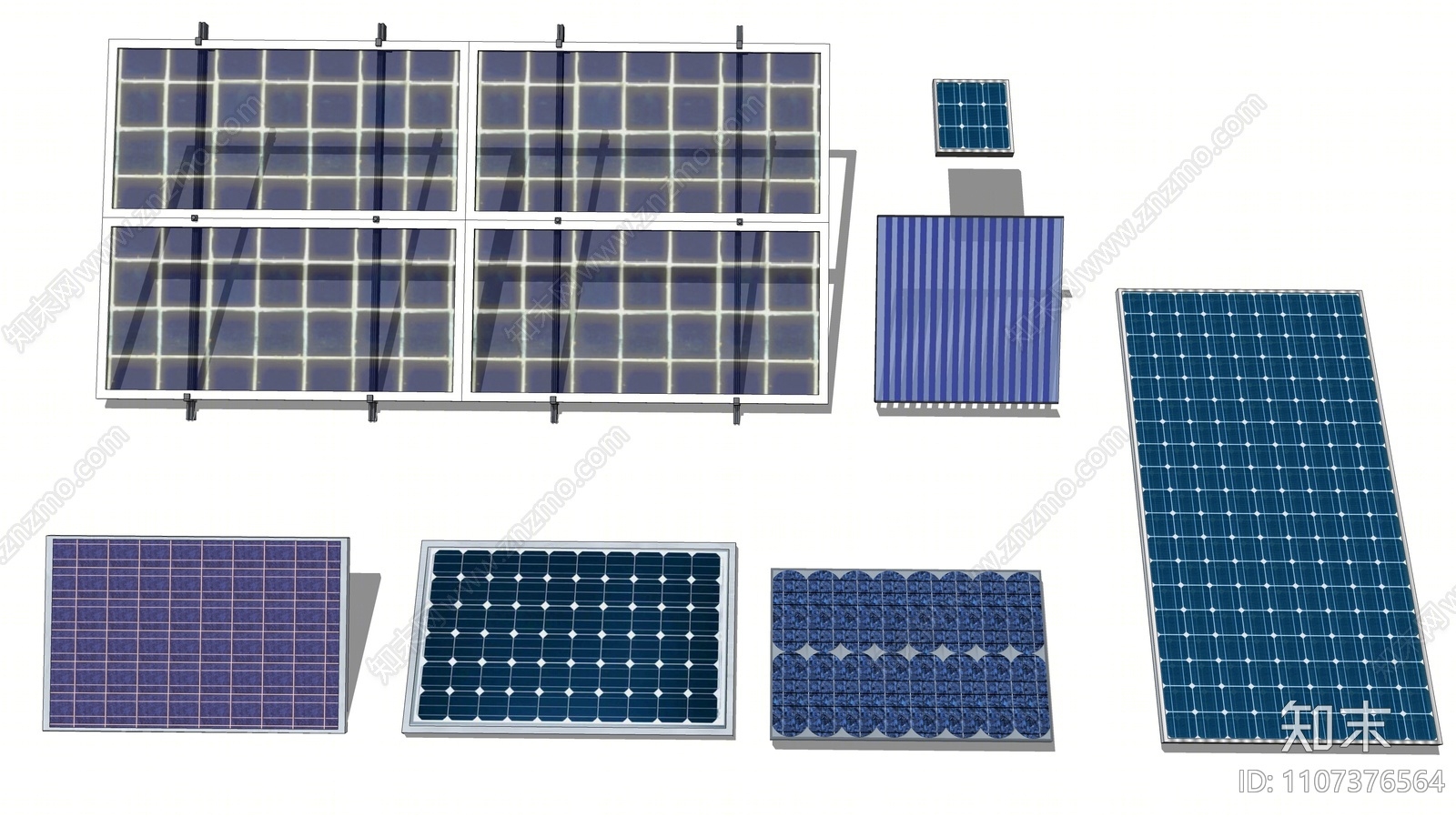 现代太阳能板SU模型下载【ID:1107376564】