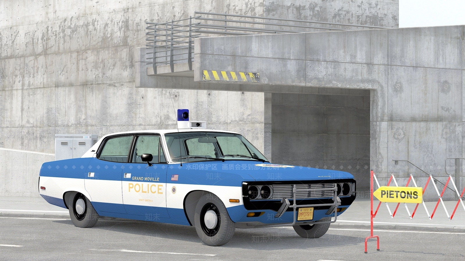 老式警车3D模型下载【ID:1107378476】