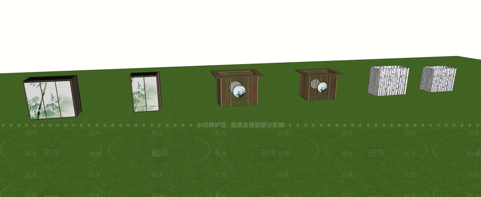 新中式景观通风井SU模型下载【ID:1107386289】