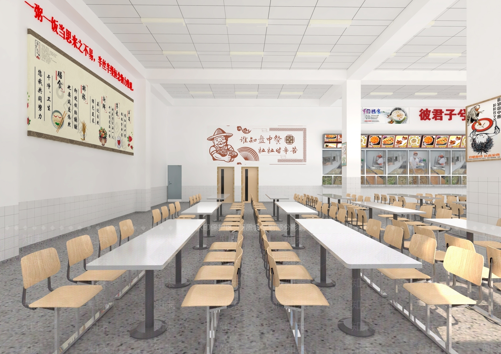 新中式食堂SU模型下载【ID:1107387859】
