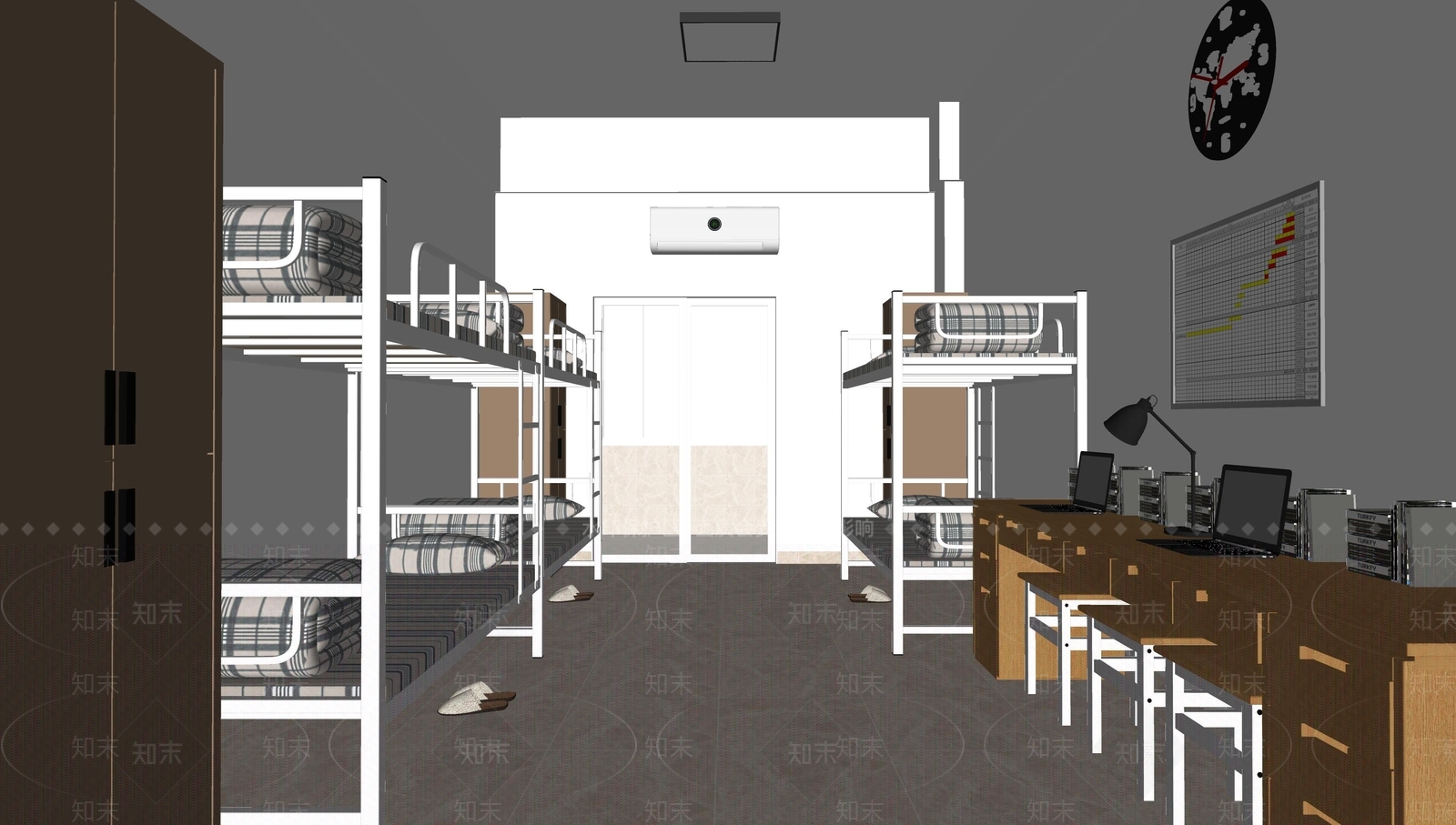 现代学校宿舍SU模型下载【ID:1107394598】