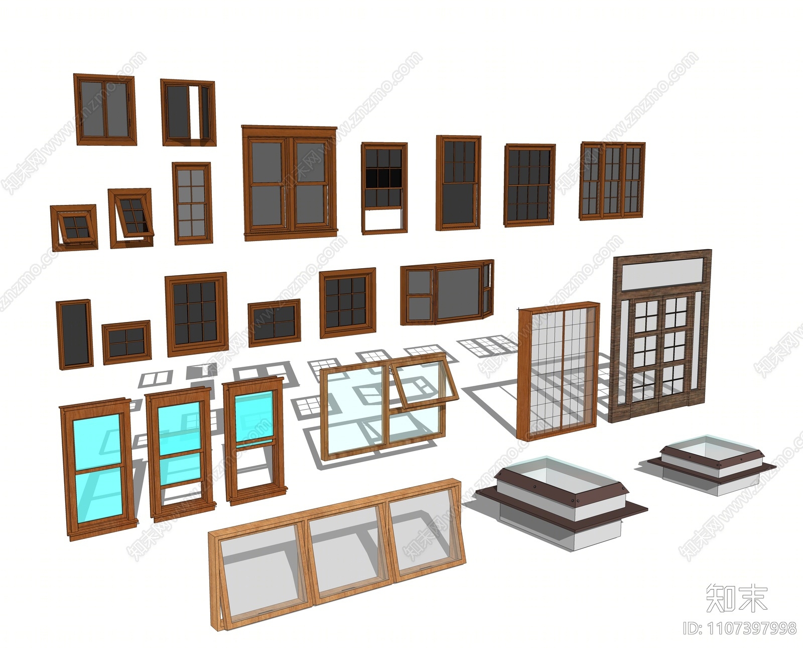 现代窗户组合SU模型下载【ID:1107397998】