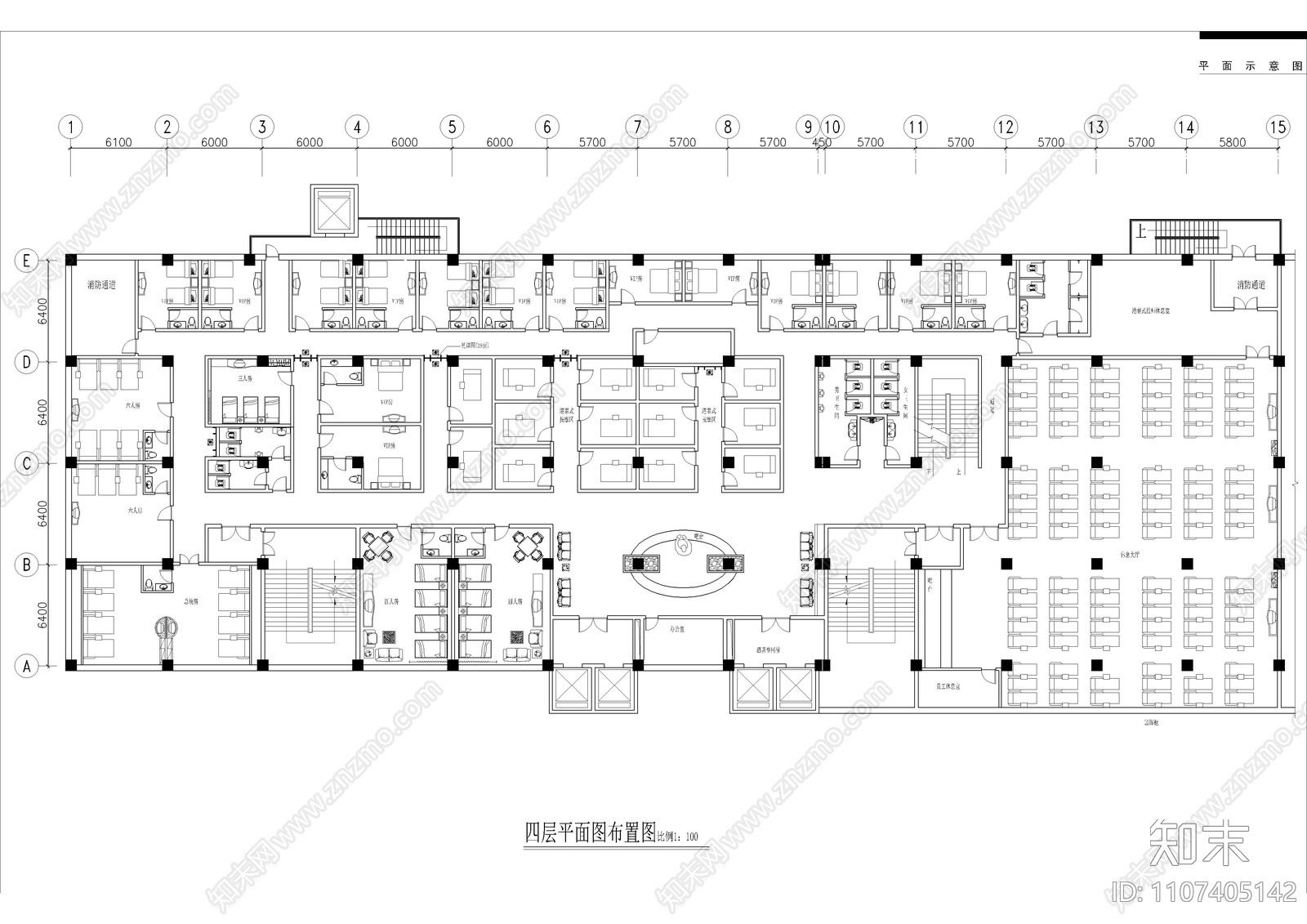 休闲酒店四层桑拿中心施工图下载【ID:1107405142】