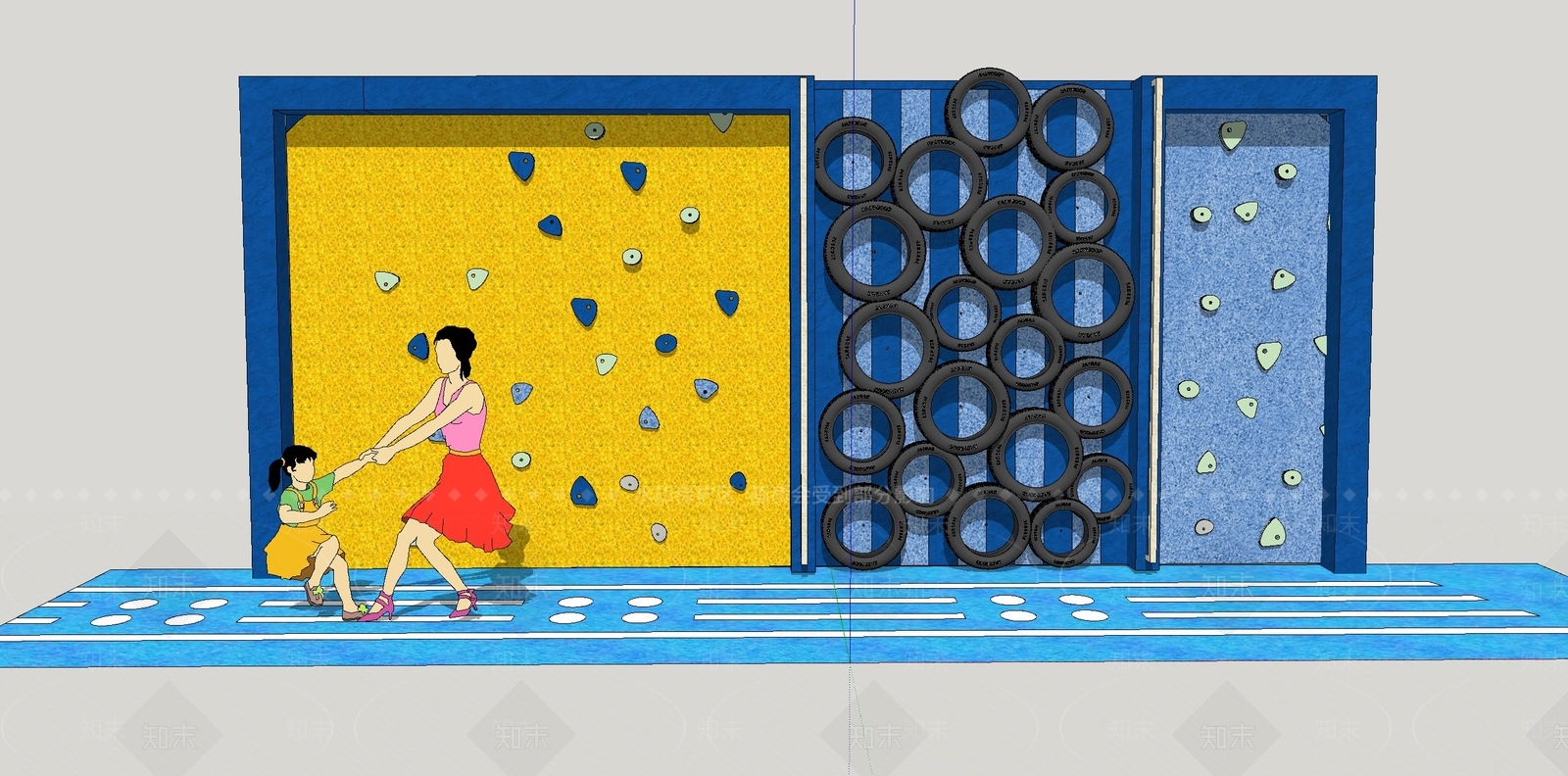 现代户外儿童攀爬墙SU模型下载【ID:1107406047】