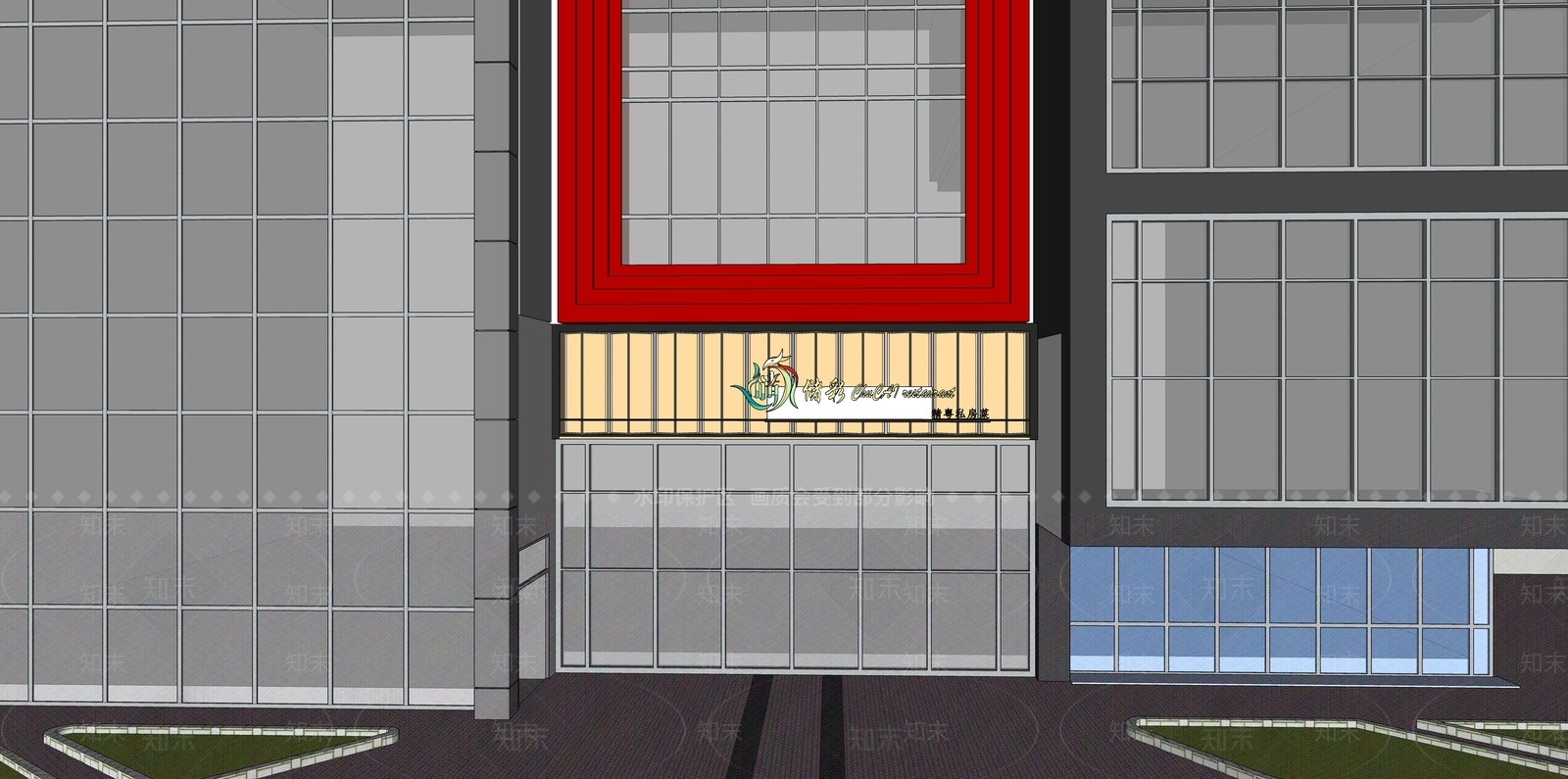 现代门头门面SU模型下载【ID:1107406555】