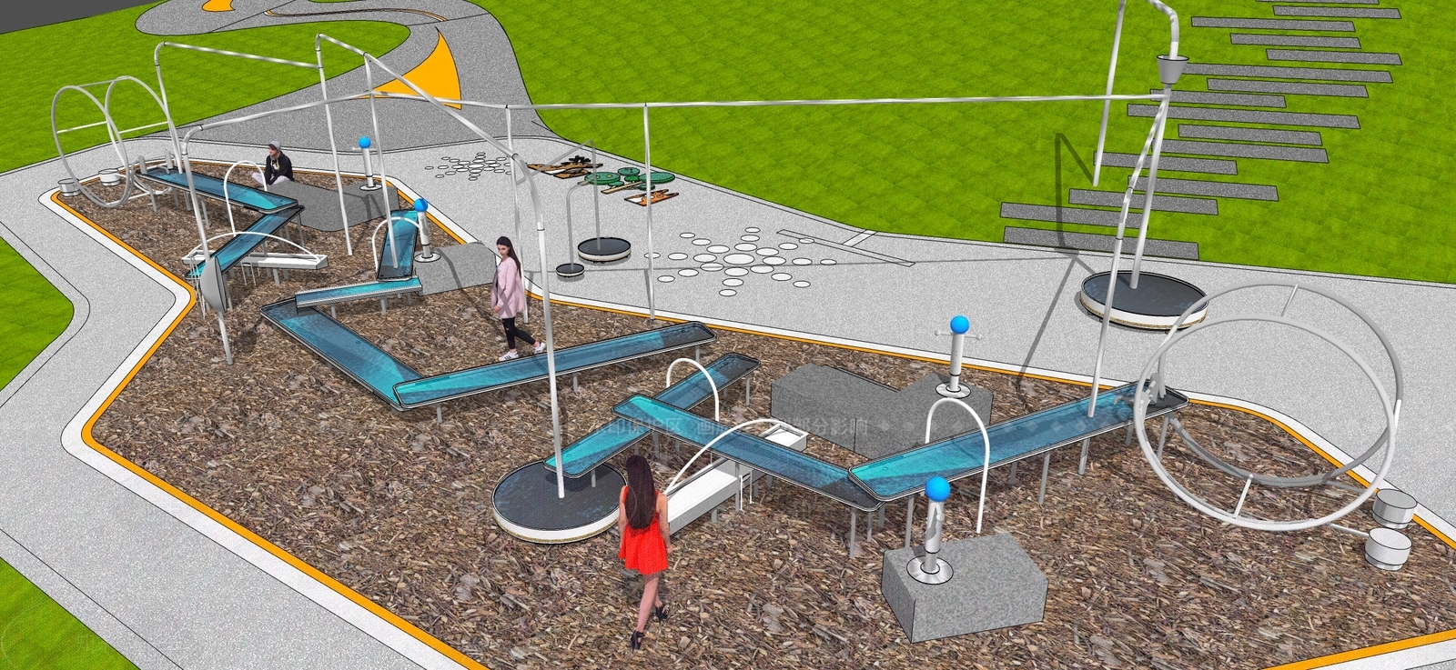 现代儿童戏水活动区SU模型下载【ID:1107409449】