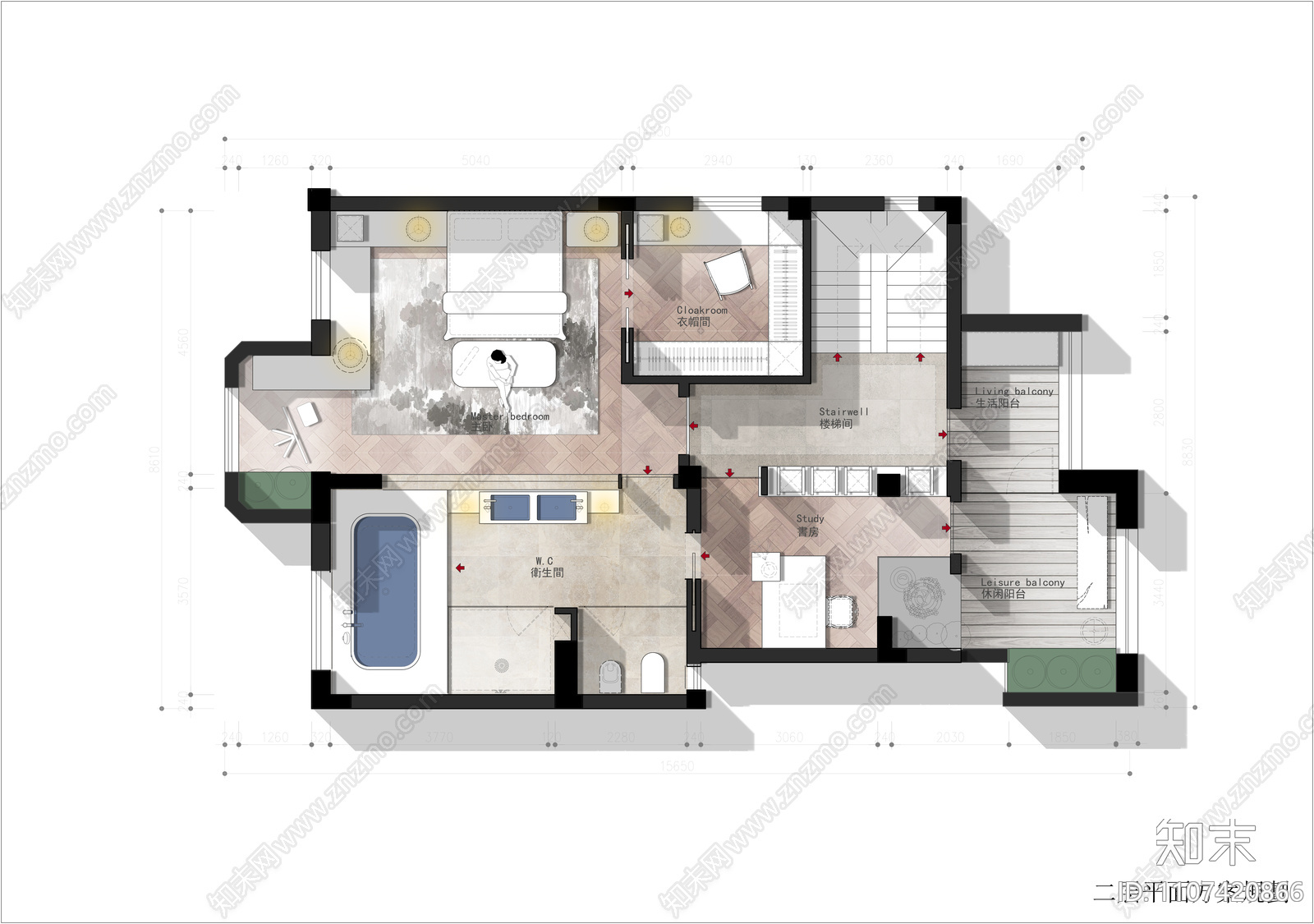 280㎡疊墅上疊戶型施工图cad施工图下载【ID:1107420866】