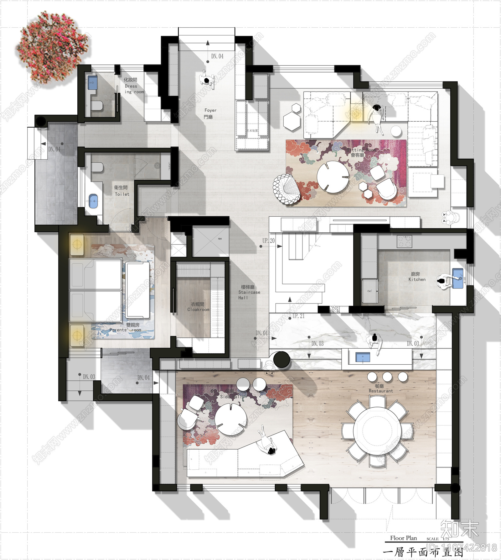 450㎡独栋别墅户型施工图cad施工图下载【ID:1107422818】